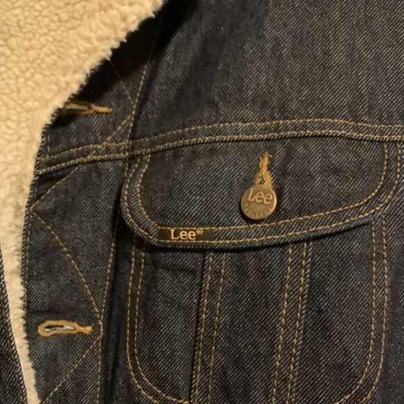 Lee Storm Rider Denim Sherpa lined Trucker Jacket Size Medium - Picture 5 of 7